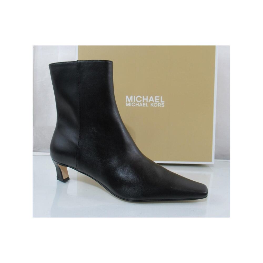 Michael Kors Cosmo Kitten Bootie Ankle Zip Boots Leather Black Size 7